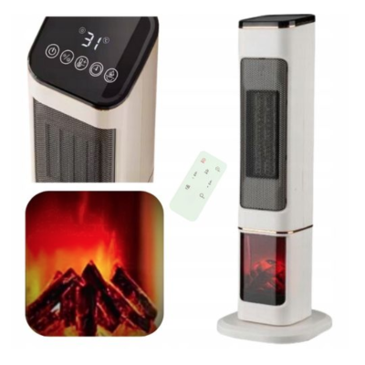 Semineu Electric 2000W cu efect de flacara 2 trepte incalzire cu termostat si telecomanda Dispay LED