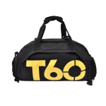 Geanta sport pentru sala de umar sau rucsac T60 cu compartiment pentru incaltaminte negru/galben