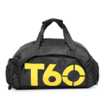 Geanta sport pentru sala de umar sau rucsac T60 cu compartiment pentru incaltaminte negru/galben