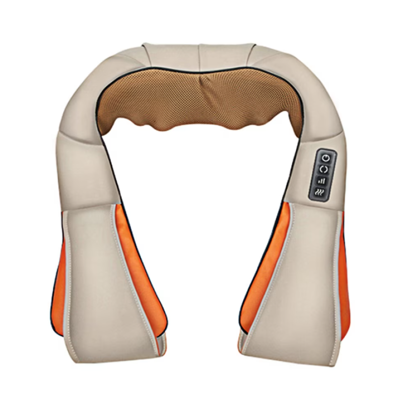 Aparat de masaj cervical miscare de rotatie functie de incalzire 4 trepte de viteza 2 programe adaptor auto Bej