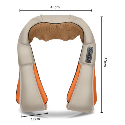Aparat de masaj cervical miscare de rotatie functie de incalzire 4 trepte de viteza 2 programe adaptor auto Bej