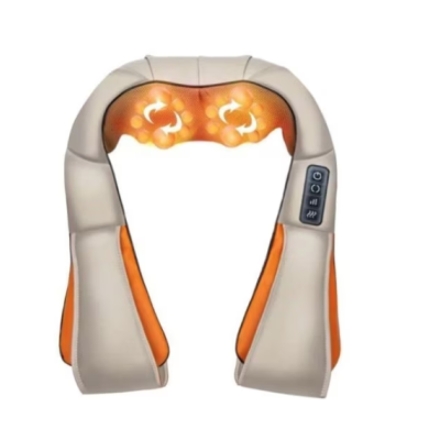 Aparat de masaj cervical miscare de rotatie functie de incalzire 4 trepte de viteza 2 programe adaptor auto Bej