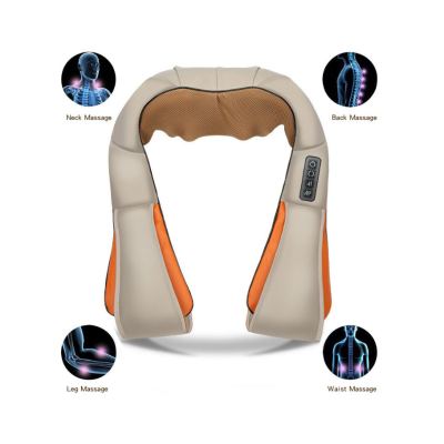 Aparat de masaj cervical miscare de rotatie functie de incalzire 4 trepte de viteza 2 programe adaptor auto Bej