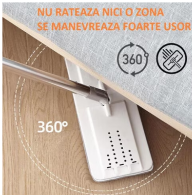 Mop profesional cu galeata doua cuve rotativ 360 si 2 rezerve 