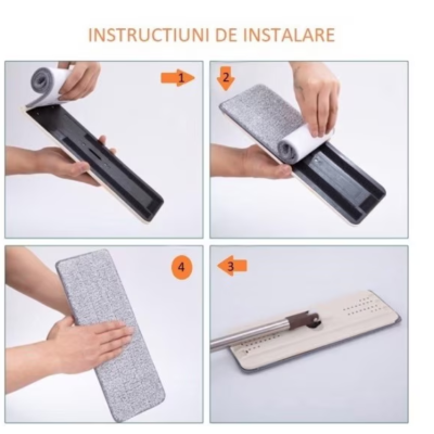 Mop profesional cu galeata doua cuve rotativ 360 si 2 rezerve 