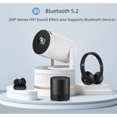 Mini Videoproiector portabil smart 2 in 1 de 4K Ultra HD Doua manete wireless 