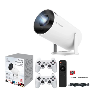 Mini Videoproiector portabil smart 2 in 1 de 4K Ultra HD Doua manete wireless 