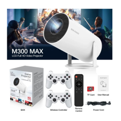 Mini Videoproiector portabil smart 2 in 1 de 4K Ultra HD Doua manete wireless 