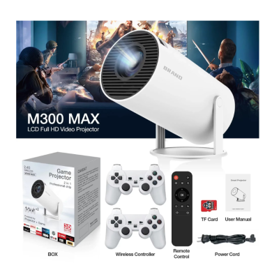 Mini Videoproiector portabil smart 2 in 1 de 4K Ultra HD Doua manete wireless 