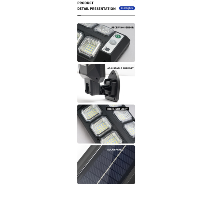 Lampa solara LED 3 moduri iluminare Senzor miscare Telecomanda Negru SH 804B