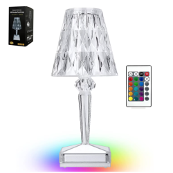 Veioza LED Crystal Touch RGB cu acumulator incarcare USB si telecomanda lumina RGB