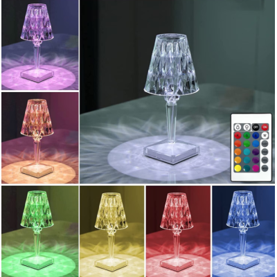Veioza LED Crystal Touch RGB cu acumulator incarcare USB si telecomanda lumina RGB