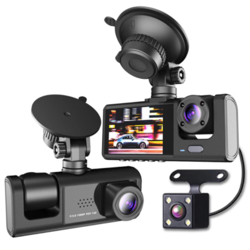 Camera video de bord auto 1080P HD TRIPLA senzor G DVR camera cu unghi de vizualizare de 170 grade