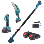 Set foarfeca gradina eelctrica si mini drujba 2 acumulatori 48V cu brat telescopic