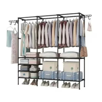 Dulap pliabil structura metalica rafturi multiple negru 162x43x173 cm