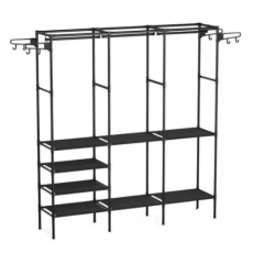 Dulap pliabil structura metalica rafturi multiple negru 162x43x173 cm