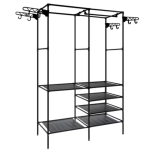 Suport pentru haine din metal 6 rafturi cu 2 bare de suspendare 86x30x180cm ALB