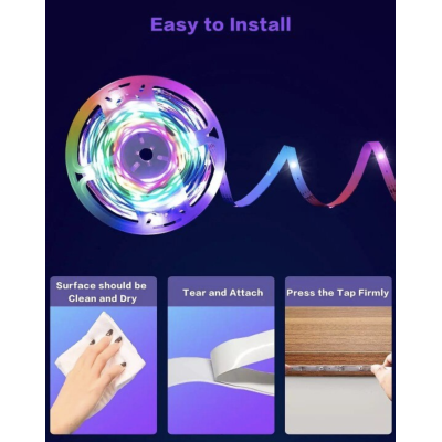 Banda LED RGB autoadeziva cu functie de sunet Bluetooth si telecomanda Q ST50