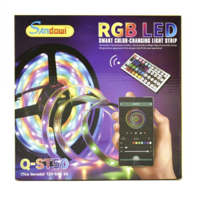 Banda LED RGB autoadeziva cu functie de sunet Bluetooth si telecomanda Q ST50