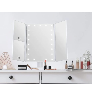 Oglinda tripla cu marire 22 LED albe QLM11 ANDOWL