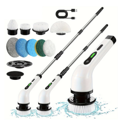 Perie electrica rotativa pentru curatare maner extensibil baterie reincarcabila 9 capete detasabile