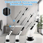 Perie electrica rotativa pentru curatare maner extensibil baterie reincarcabila 9 capete detasabile