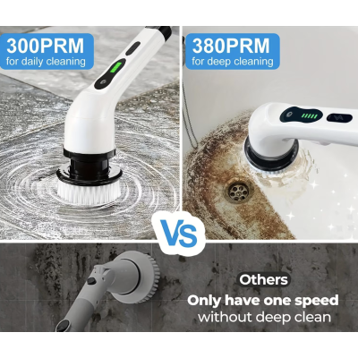 Perie electrica rotativa pentru curatare maner extensibil baterie reincarcabila 9 capete detasabile