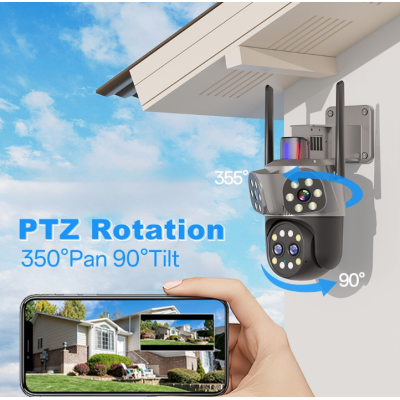 Camera supraveghere WiFi 4 lentile interfon bidirectional 6 megapixeli vizibilitate nocturna HD zoom 10x JT 8856