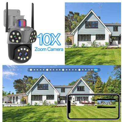 Camera supraveghere WiFi 4 lentile interfon bidirectional 6 megapixeli vizibilitate nocturna HD zoom 10x JT 8856