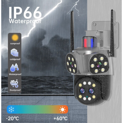 Camera supraveghere WiFi 4 lentile interfon bidirectional 6 megapixeli vizibilitate nocturna HD zoom 10x JT 8856