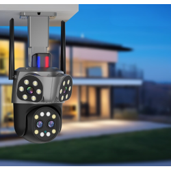 Camera supraveghere WiFi 4 lentile interfon bidirectional 6 megapixeli vizibilitate nocturna HD zoom 10x JT 8856