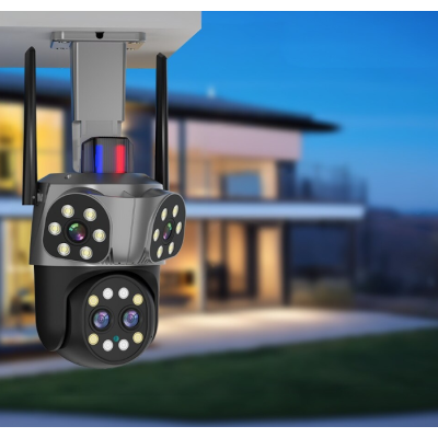 Camera supraveghere WiFi 4 lentile interfon bidirectional 6 megapixeli vizibilitate nocturna HD zoom 10x JT 8856