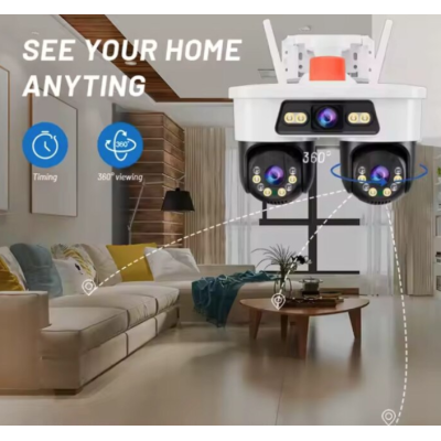 Camera Supraveghere WiFi Jortan8 de 9MP 3 Lentile Dual Head PTZ 355 Night Vision Color