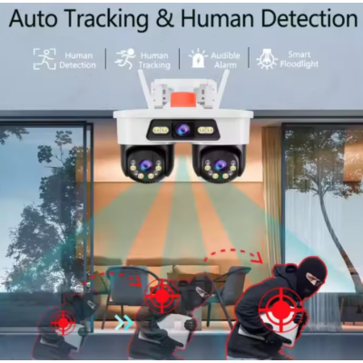 Camera Supraveghere WiFi Jortan8 de 9MP 3 Lentile Dual Head PTZ 355 Night Vision Color