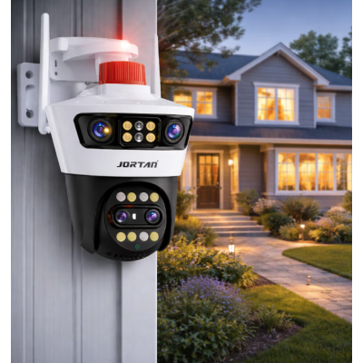 Camera de supraveghere WiFi Jortan 7AL dubla 12MP Full HD exterior sau interior senzor de miscare vedere de noapte