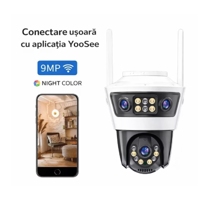 Camera de supraveghere WiFi Jortan 6 de 9MP tip (3+3+3) Full HD exterior sau interior senzor de miscare
