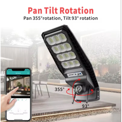 Lampa solara stradala 400W cu Camera de Supraveghere 4G Jortan 3MP Ultra HD Vedere Color Noaptea Control din Telefon