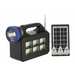 Kit lampa solara cu 3 becuri putere 20W Jortan T08 cu radio