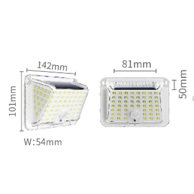 Lampa solara de perete 90 LED SMD senzor de miscare IP65 1200mAh lumina alb rece