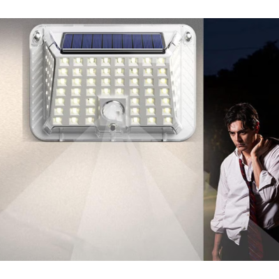 Lampa solara de perete 90 LED SMD senzor de miscare IP65 1200mAh lumina alb rece