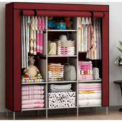 Dulap textil 3 compartimente pentru haine inchidere prin fermoar 130 x 45 x 170 cm