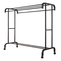 Suport haine metalic 2 rafturi capacitate 50 kg design arcuit negru 109x50.5x148cm