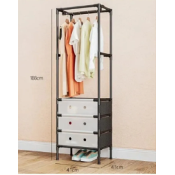 Suport de haine si pantofi modern multifunctional cu 3 niveluri negru 41×41×188