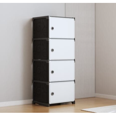 Dulap modular cu 4 compartimente design modern alb/negru 42×36×136