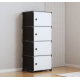 Dulap modular cu 4 compartimente design modern alb/negru 42×36×136
