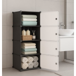 Dulap modular cu 4 compartimente design modern alb/negru 42×36×136