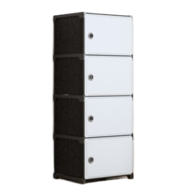 Dulap modular cu 4 compartimente design modern alb/negru 42×36×136