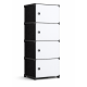 Dulap modular cu 4 compartimente design modern alb/negru 42×36×136