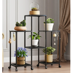 Suport pentru flori cu 6 polite si roti metal design modern 82.5 × 27.5 × 77 cm