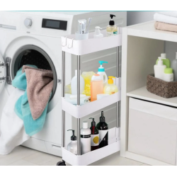 Carucior ingust de depozitare cu 3 niveluri si roti 40 × 13 × 63 cm